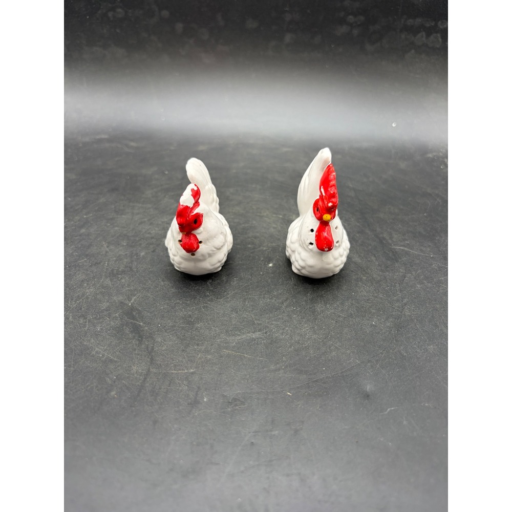 Vintage Ceramic Chicken Salt and Pepper Shakers White Farmhouse Japan Set